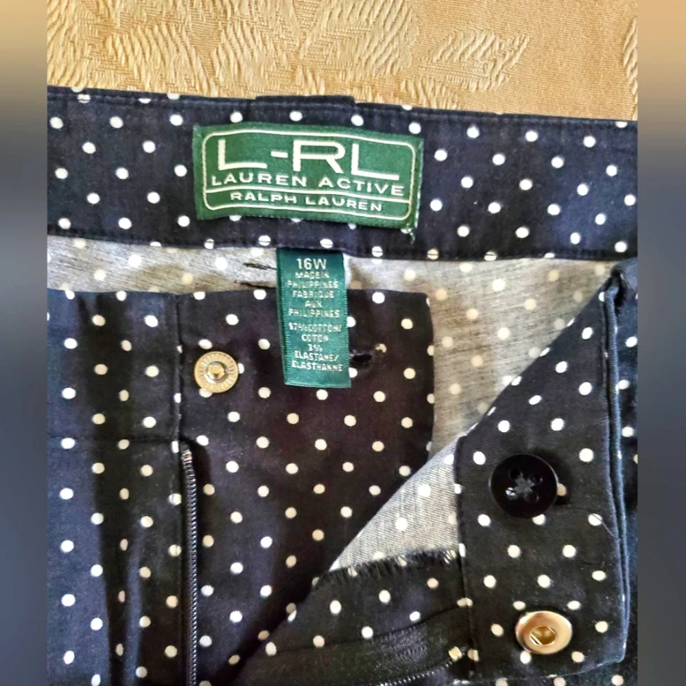 Lauren Ralph Lauren- Navy Polka-dot Pants, Size 16W - Picture 5 of 9